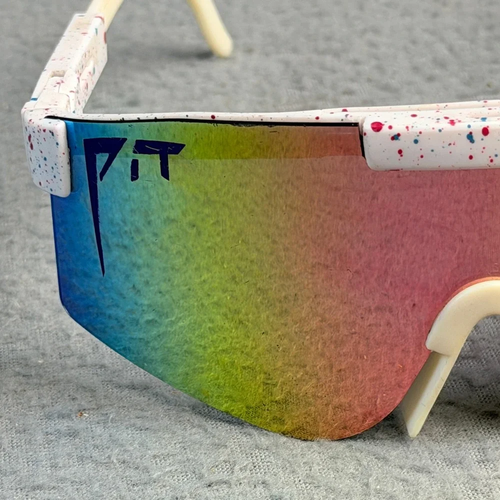 Pit Viper The Miami Nights Original 2.0 Sunglasses White Splatter Rainbow Lens